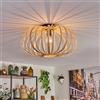 hofstein Plafoniera Oravi, Plafoniera in metallo nero, con paralume in bambù/legno, Ø 50 cm, 1 luce, attacco E27, Luce moderna con giochi di luce, senza lampadina