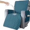 BXFUL Copripoltrona Relax Reclinabile Trapuntato 1 Posto Copridivano Copertura per Poltrona Universale per Protezione Divano con Fascia Elastica (S,Verde blu)