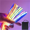 HEGEHE - Striscia LED COB flessibile [0,5M, bianco caldo 3000-3500K], funzionamento a batteria, striscia LED FCOB 5V USB CRI85+, illuminazione decorativa per interni (alimentazione non inclusa)