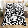 Homemissing Set Copripiumino 260x220cm Zebra Stripe Copripiumone Morbido Leopard Pattern Utilizzato per Decorare 3D Wildlife Skin Texture Decorazione Copripiumini Pelliccia Nero e Bianco