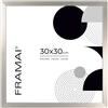 FRAMAI® cornice 30x30 cm argento MDF, cornice ecologica con plexiglass anti-rottura, gancio e supporto
