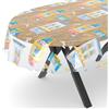 ANRO Tovaglia trasparente pellicola cerata trasparente protezione tavolo pellicola protettiva pellicola tavolo stampata motivo Maison ovale 140 x 220cm bordo tagliato