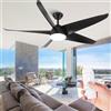 OUENGK Ventilatori Da Soffitto Neri Moderni Da 152 Cm Con Luci, Grandi Ventilatori Da Soffitto Per Esterni Con Telecomando, Ventilatore Da Soffitto Con Motore Cc Reversibile Per Uso Interno Esterno