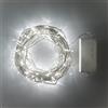 Lights4fun Filo di 200 LED bianco freddo su cavo trasparente a batteria per uso in esterni