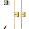 PENTWAN Lampada da parete a batteria con telecomando interno, LED Applique da Parete Batteria Interno, Lampada da Parete Senza Fili Ricaricabile USB, Rotazione 350°,3 Temperature di Colore(Gold)