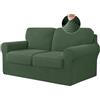 BXFUL Copridivano Elasticizzato con Schienali Separati E Cuscini Seduta, Copridivano Antiscivolo con Fascia Elastica, Proteggi Mobili Jacquard (2 Posti,Army Green)