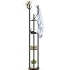 HOMCOM Appendiabiti da Terra Girevole con 8 Ganci e 4 Mensole, Attaccapanni Stile Industriale per Ingresso e Camera, Ø30x175cm, Marrone