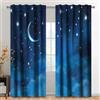 Kzzfqxb 132×214cm Set di 2 pannelli di tende Starlit Sky, tende con stelle e luna blu per ragazzi e ragazze, drapes da letto e soggiorno per un sonno profondo