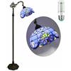 WDBZTJ Lampada da Terra Tiffany 12 con Paralume in Vetro Macchiato Colibrì 48W, Luce Di Lettura, Collo D'oca Regolabile, Lampada da Terra Antica Alta 65 per Soggiorno, Camera da Letto, Ufficio