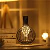 Tuzsocr Luce notturna retrò in ferro,Lampada da tavolo a gabbia in metallo,Lampada da comodino alimentata a batterie,Lampada da tavolo senza fili con LED stile lampadina Edison,per soggiorno/camera