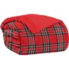 Home Tresor Plaid Pile Singolo, Coperta Pile Letto Singolo, Coperta Calda Invernale in Pile di Flanella e Sherpa, Copriletto Singolo Invernale Doppio Strato Pelliccia Pelosa Tartan Rosso cm. 150x200