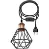ledscom.de 3 m di cavo tessile RETRA, vintage, spina, interruttore, bronzo, gabbia paralume