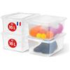 Iris Ohyama, Scatola di Plastica Multiuso, 16L, Lotto di 4, Trasparente, Chiusura Facile, Impilabile, per Camera da Letto, Cucina, Ufficio, Bagno, Vestiti, Giocattoli, Senza BPA, CNL-16E