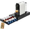 AKITAInk Portacapsule Caffè in Metallo con Cassetto, Organizer 40 Capsule Salvaspazio, Supporto Macchina Caffè, 37,5x17,5x4,5 cm, Nero