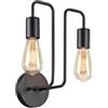 MAYTONI DECORATIVE LIGHTING Semplice Lampada da Parete, Applique due luci, Metallo nero, Design moderno industirale, forma geometrica, per 2 lampadine E27 60W non incl