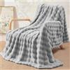 TOPCHANCES Coperta Plaid Pile Divano 130x160cm,450g/M² Tessuto A Singolo Strato Super Morbida In Pelliccia Sintetica Di Coniglio Coperta Riscaldante Per Camera Da Letto,Ufficio E Divano,Grigio chiaro