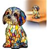 Generic Lampade per Cani, Lampade Corgi, Lampada Schnauzer in Vetro Colorato per Cani, Luce Notturna Artistica della Serie a Tema Animali Domestici Carini, Lampada da Tavolo LED Regalo Divertente per Amanti