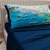 PETTI Artigiani Italiani - Lenzuola Matrimoniali Cotone con Federe in Stampa Digitale, Lenzuolo Completo Letto Matrimoniale Fantasia Procida Blu Notte, 100% Made in Italy