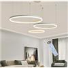 BEHWU Lampadario LED Lampada Soggiorno Lampadario Dimmerabile Con Telecomando Anelli Lampade Sospensione Moderne Tavolo Pranzo Altezza Regolabile Lampadario a Soffitto Acrilico Rotondo in Alluminio