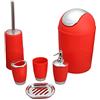 Tuoservo Set di accessori da bagno da 6 pezzi, con bicchiere, porta spazzolini, cestino, portasapone, dispenser di sapone, colore rosso