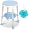 Sonnewelt, sgabello da doccia con sedia, girevole a 360°, sgabello da bagno e sedia con spazio di archiviazione, regolabile in altezza 42-54 cm, capacità di carico 136 kg, sgabello da bagno stabile