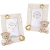 PuntoCasaStore Bomboniere TEO Orso 2025 Idee Regalo Nascite Battesimi e Compleanni (Rosa, 1 PZ Portafoto Cornice TEO Orso 16x19 cm 2 Ass.) x Foto 8x12,5 cm