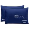 MAYRA Coppia di Federe Personalizzate | Copri Cuscino in 100% Cotone di Alta Qualità | Personalizzabili con Ricamo Nome, Iniziali, Logo, Hotel | Made in Italy | Idea Regalo (Blu)