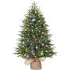 Alupssuc 3FT Pre-illuminato Mini Albero di Natale Artificiale, Rami in PE con Base in Sacco di Iuta, Luci LED Colorate, 12 Modalità di Luce, Perfetto per Decorazioni Natalizie, Casa, Cucina-Verde