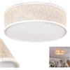 hofstein Lampada da soffitto HOFSTEIN Antillo, lampada in metallo/treccia di carta/plastica nichel opaco/naturale/bianco, rotonda design boho (Ø 40 cm), E27, sala pranzo, soggiorno, camera letto, cucina