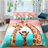 Loussiesd, Set con copripiumino con motivo con giraffa 3D a tema famiglia di giraffe, per bambini, ragazzi e adulti, decorazione per la camera, set da 3 pezzi, per letto Super King Size
