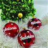 nessuna marca Set 3 Palline di Natale Rosse Lucide personalizzate con nome natale Idea Regalo Buone Feste Buon Natale addobbi natalizi festività ghirlande Decorazioni casa Albero Presepe cuore stella