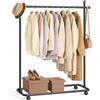 SONGMICS HOME Stand Appendiabiti, Attaccapanni in Metallo con Ruote, 1 Barra Appendiabiti, Ganci a Forma di Fiammifero, Nero Inchiostro HSR170B01