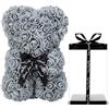 Générique Orso in Rosa, Orso Teddy con Fiore di Rosa, Romantico Orsetto con Scatola Regalo Trasparente per San Valentino, Anniversario, Festa della Mamma, Compleanni, Fidanzata (L - Grigio)