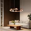JINWELL Lampada A Sospensione Da Tavolo A LED, Dimmerabile Moderno Di Design Ad Anelli Lampada Da Sala Da Pranzo In Alluminio Per Scale Lampada Da Tavolo Da Pranzo Ufficio Cucina(Rose gold,60cm)