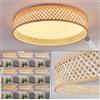 hofstein Plafoniera a LED HOFSTEIN Barroco, lampada da soffitto dimmerabile in metallo/bambù/plastica bianco/naturale, boho con funzione memory, CCT regolabile, telecomando, 36 watt, soggiorno, camera letto