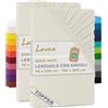 Lavea® Set 2 Lenzuola con Angoli Singolo 90x200 cm - Jersey 100% Cotone - Per Materassi Topper fino a 10 cm - Con Elastico Tutto Intorno - Certificato OEKO-TEX - Crema