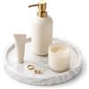 WORHE Vassoio decorativo in marmo naturale, per bagno, camera da letto, cucina, cassettiera, vassoio rotondo per profumi, cosmetici, candele, organizer per la casa, decorazione per la casa, colore