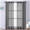 HOME ZEN HOUSEHOLD LINEN TENDA 140X280 cm con 8 anelli IRIS effetto lino per interni (GRIGIO SCURO)