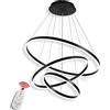 BEHWU Moderna Lampada a Sospensione a LED Anelli Lampada a Sospensione Altezza Regolabile Lampadario a Soffitto Moderno Dimmerabile 3000k-6000k con Telecomando per Soggiorno Camera da Letto Sala da Pr