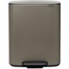 Brabantia Bo Pedal Bin Pattumiera da Cucina, Acciaio, Platinum, 60 Litri