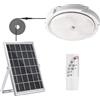 TANIASHOP Plafoniera Solare a Led Plafoniera a Soffitto da Esterno con Sensore Crepuscolare Ricaricabile con Pannello Solare IP65 Luce Fredda 6000k - 6500K con telecomando e timer Lampada da Giardino (200W)
