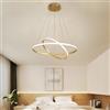 Chao Zan Lampada a Sospensione a LED, 2 Anelli Sospesi Lampadario Cerchi dal Design Moderno, per Soggiorno Sala da Cucina Stanza degli Ospiti (Oro)