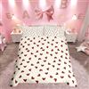 Loussiesd - Set di biancheria da letto con copripiumino con motivo geometrico a cuori rossi, per letto singolo, per bambine e donne, traspirante, decorazione per la camera in stile principessa