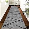 Siunwdiy Tappetini a pavimento stretti antiscivolo geometrico moderno per corridoio per scale da cucina Passaggio soggiorno camera da letto corridore tappeto,Nero,80x400cm