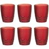 Evviva Set 6 Bicchieri acqua in vetro decorato 320 ml - Mozart (Rosso)