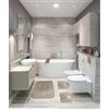HOME ZEN HOUSEHOLD LINEN Set di 3 pezzi Tappetino da Bagno Stone, Tappeto doccia 45x75 cm, 2 Tappeti WC 45x38 cm, Memory Foam, Antiscivolo (BEIGE SCURO)