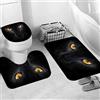 EKSED Set di Tappetini da Bagno in 3 Pezzi,Occhi di gatto nero,Tappetino da Bagno Assorbente Antiscivolo, Tappeto a Forma di U e Coperchio del WC Lavabile