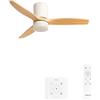 CREATE / WINDCALM S/Ventilatore da soffitto con luce bianco pale in legno chiaro controller e telecomando / 40W, ABS, Ø112 cm, 3 temperature di luce, timer, estate-inverno