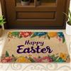 Generic Zerbino pasquale, con uova colorate e fiori primaverili, multicolore, in gomma, antiscivolo, decorativo, decorazione per esterni, porta d'ingresso, patio, 73 x 43 cm