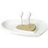 BRANDANI Antipastiera "Love" - Porcellana & Bamboo, 23×22,5 cm, con 2 Forchettine Inox, Lavastoviglie.